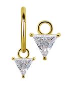 Triangle Gem Charm for Clicker Hoop, 18k Yellow Gold