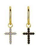 Pave Cross Charm for Clicker Hoop, 18k Yellow Gold image