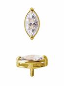 Prong Marquise Push-In Stud Earring, 18k Yellow Gold (Size: 4mm) image