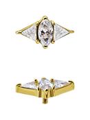 Marquise w Triangle Accents Threaded Stud, 18k Yellow Gold image