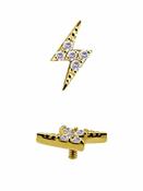 Mini Pave Lightning Bolt Threaded/Push-In Stud Earring, 18k Yellow Gold image