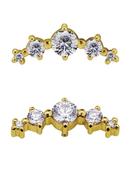 5-Gem Cluster Prium Threaded Stud Earring, 18k Yellow Gold image