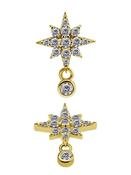 Pave Northern Star Threaded Stud w Dangle, 10mm, 18k Yellow Gold image