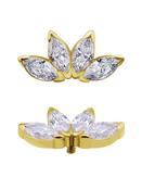 4-Marquise Fan Threaded Stud Earring, 18k Yellow Gold image