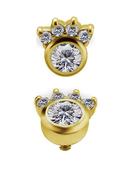 Crowned Gem Threaded Stud Earring, 18k Yellow Gold image