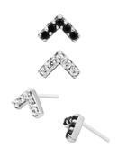 Junipurr Pave Chevron Push-In Stud Earring, 14k White Gold image