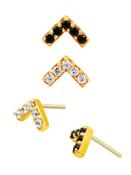 Junipurr Pave Chevron Push-In Stud Earring, 14k Yellow Gold image