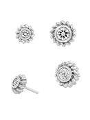 Junipurr Braided Gem Push-In Stud Earring, 14k White Gold (Size: 4.0mm) image