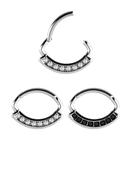 8-Gem Daith Clicker Earring, Steel, 8mm Oval image