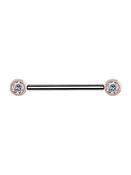Nipple Barbell Braided Gem, Push-In, 18k Rose Gold image