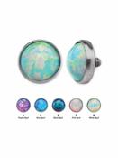 Created Opal Threaded Stud Earring, Titanium image