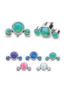3-Created Opal Cluster Threaded Stud Earring, Titanium, Mini Accents image