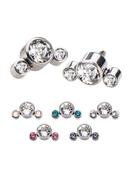 3-CZ Cluster Threaded Stud Earring, Titanium image