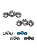 3-CZ Cluster Threaded Stud Earring V2, Titanium image