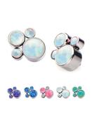 4-Created Opal Cluster Threaded Stud Earring, Titanium image