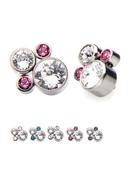 4-CZ Cluster Threaded Stud Earring, Titanium image