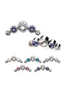 5-CZ Cluster Threaded Stud Earring, Titanium image