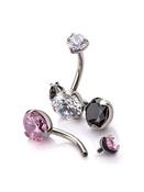 Prong Set Double CZ Belly Bar, Titanium image