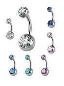 Double Premium Zirconia Belly Bar, Titanium image