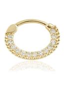 Pave Beaded Daith Clicker Earring, 9k-14k Yellow Gold, 8mm Oval (Material: 14k Gold) image