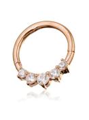 5-Gem Daith Clicker Earring, 14k-9k Rose Gold, 8mm (Material: 14k Gold) image