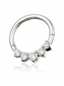 5-Gem Daith Clicker Earring, 14k White Gold, 8mm image
