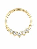 5-Gem Daith Clicker Earring, 14k-9k White Gold, 10mm (Material: 9k Gold) image