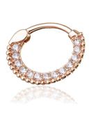 Pave Beaded Daith Clicker Earring, 14k-9k Rose Gold, 8mm Oval (Material: 14k Gold) image