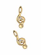 BVLA Diamond Treble Clef Threaded Stud Earring, 14k Yellow Gold image