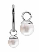 Freshwater Pearl Charm for Clicker Hoop, 18k White Gold
