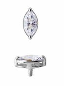 Prong Marquise Threaded Stud Earring, 18k White Gold (Size: 4mm) image