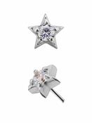 Mini Gem-Star Push-In Stud Earring, 18k White Gold image