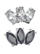 3-Marquise Fan Push-In Stud Earring, Titanium image