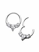 3-Gem Daith Clicker Earring, Steel, 10mm image