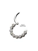 9-Gem Scalloped Bezel Daith Clicker Earring, Steel, 8mm image