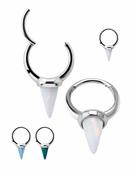 Created Opal Spiked Clicker Earring, Long, Steel image