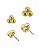 Tribead Push-in Stud Earring, 18k Yellow Gold (Size: 3.0mm) image