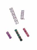 Anatometal Pave Bar Threaded Stud Earring, 18k Gold (Size: 4-Gem) image
