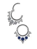 3-Gem Beaded Daith Clicker Earring, Titanium, 8mm image