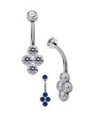 Quad-Gem Belly Bar, Titanium (Gemstone Colour: WH) image
