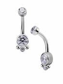 Paw Print Beaded Belly Bar, Titanium