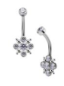 5-Gem Burst Beaded Belly Bar, Titanium