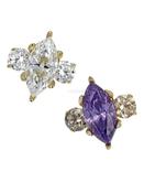 Anatometal Marquise with Side Accents Threaded Stud Earring, 18k Gold image