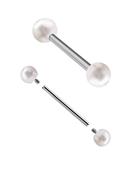 Freshwater Pearl Nipple Barbell, Titanium (Size: 4.0mm) image