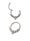 7-Gem Leaf Shape Daith Clicker Earring, Steel, 8mm image