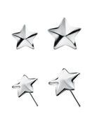 3D Star Push-In Stud Earring, 18k White Gold (Size: 3.3mm) image