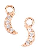 4-Gem Pave Moon Charm for Clicker Hoop, 14k Rose Gold