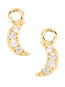 4-Gem Pave Moon Charm for Clicker Hoop, 14k Yellow Gold image