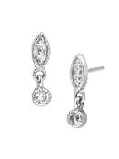 Millgrain Marquise w Dangle Push-In Stud Earring, 14k White Gold image