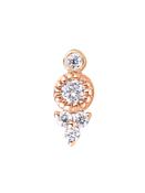 Millgrain Bezel w Gem Accents Threaded Stud Earring, 14k Rose Gold image